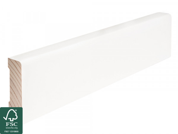 Kiefer Sockelleisten, 16x40 mm "Rundkante", im Prinzip astrein, massiv, weiß lackiert, RAL 9016_1